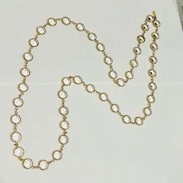 새상품급 스와로브스키 롱 목걸이 클리어 스톤 골드