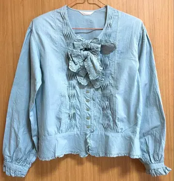 새상품급 핑크하우스 긴팔 블라우스 블루 그레이 면 무료배송