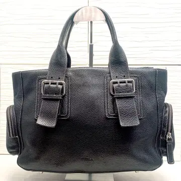 [ FURLA ] 주름 가죽 보스턴 토트백 블랙