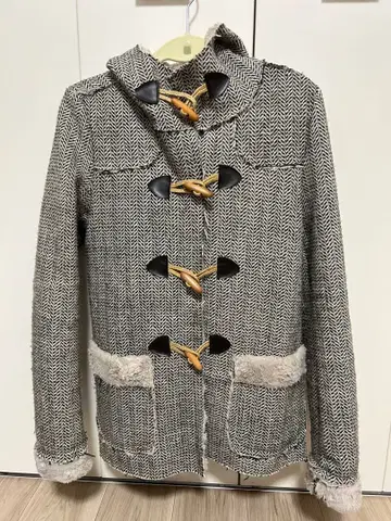 Susy Mix 더플 코트 화이트와 블랙 헤링본