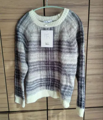 [ 새상품 ] 체크 자카드 니트 어반 리서치 서니 라벨 모헤어