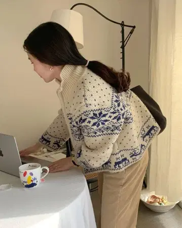 nugu plain 노르딕 지퍼 가디건