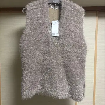 새상품 DISCOAT 여성용 베스트 프리 사이즈 니트 베스트 베이지