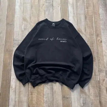 길단 USA 구제 의류 필기체 영문 프린트 맨투맨 트레이닝복 블랙