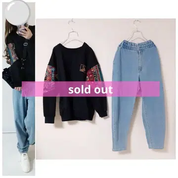 코디 세트 패턴 트레이닝복 루즈핏 데님