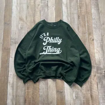 USA 구제 의류 프린트 맨투맨 트레이닝복 그린 L 사이즈 영문자