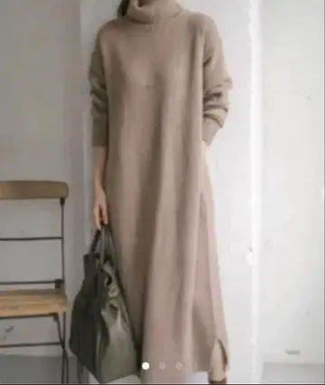 터틀 니트 원피스 롱 onesize