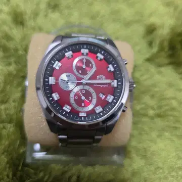 빨간색 크로노그래프 스테인리스 쿼츠 손목시계