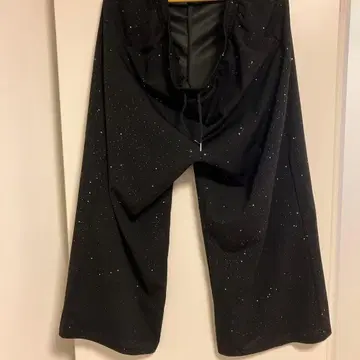 블랙 라메 믹스 와이드 팬츠 4XL