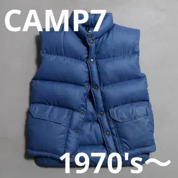 레어 camp7 다운 다운 베스트 70s 실물 파랑 블루 양호 새상품급