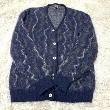 미사용에 가까운 정키 스타일 모헤어 가디건 모헤어 55% 썬더 패턴 M