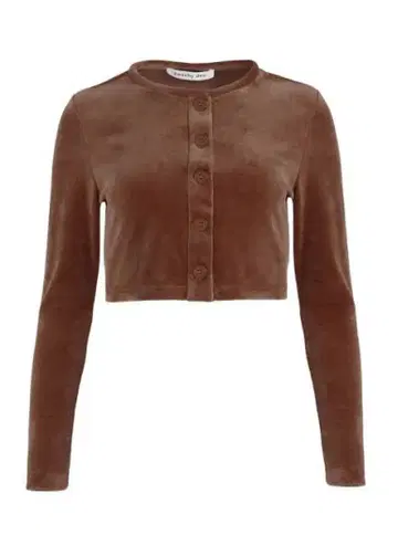 브라운 벨벳 가디건