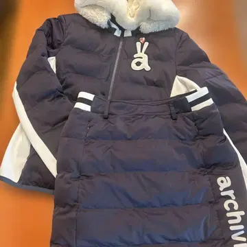 네이비 후드 부착 충전솜 다운 셋업 M 사이즈