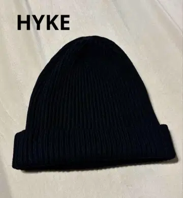 HYKE 블랙 리브 비니 니트 모자