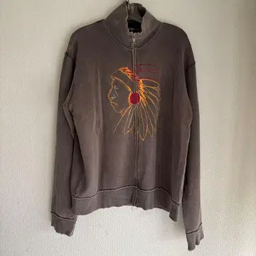 인디언 헤드 자수 그레이 후드티