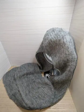 LAGUA GEM 그레이 울 혼방 롱 니트 모자