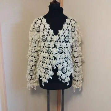 마담 니콜 아이보리 레이스 니트 가디건 38 사이즈