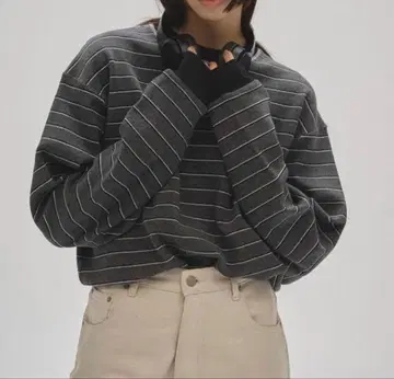 TODAYFUL 보더 롱 티셔츠