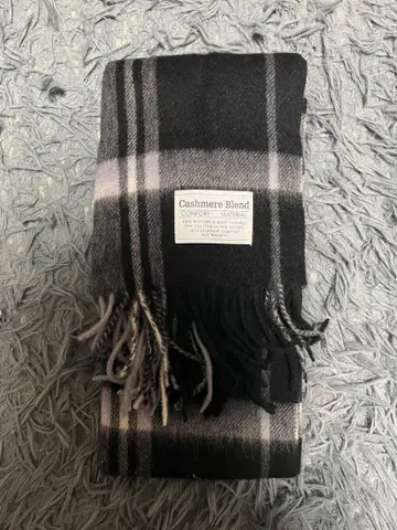 캐시미어 블렌드 체크 무늬 머플러 블랙/그레이