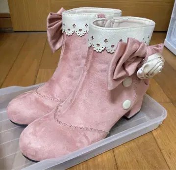 벨 시크 로즈 리본 숏부츠 핑크 리본 x 레이스 히메 스타일 양산형