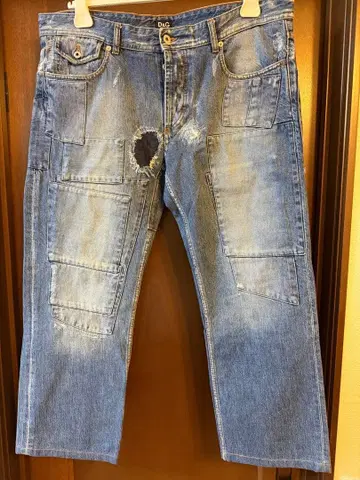 D&G 돌체&가바나 데미지 가공 카고 팬츠 라이트 블루 사이즈 35