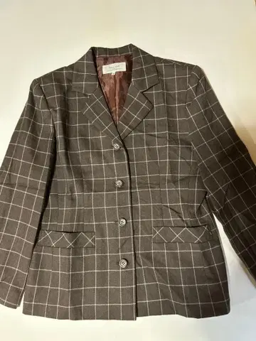 브라운 계열 체크 테일러드 자켓