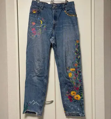 Levi's 리바이스 550 데님 팬츠 블루 페인트