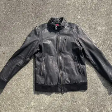 블랙 가죽 라이더 자켓