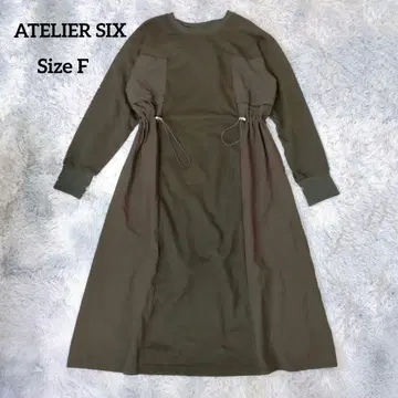 ATELIER SIX (아틀리에 식스) 허리 셔링 절개 롱 원피스