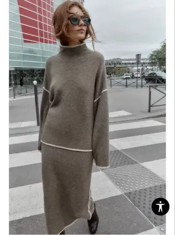 [ zara ] 셋업 터틀 니트