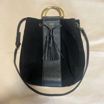 나노 유니버스 POPCORN 블랙 스웨이드 가죽 백