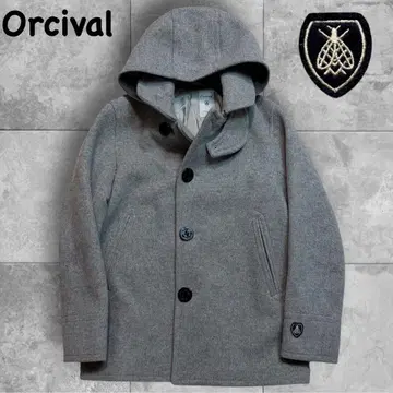 [ 고품질 ] 오르치발 울 코트 그레이 후드 부착 피코트
