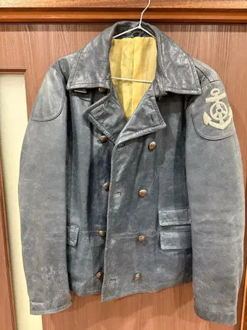 블루 더블 브레스트 가죽 자켓 R 사이즈