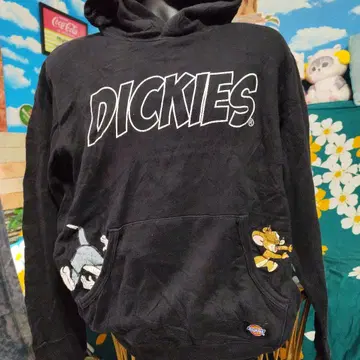 Dickies 블랙 후드티 톰과 제리 콜라보 자수