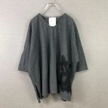 BEARDSLEY 울 모헤어 플라워 자수 압축 니트 그레이