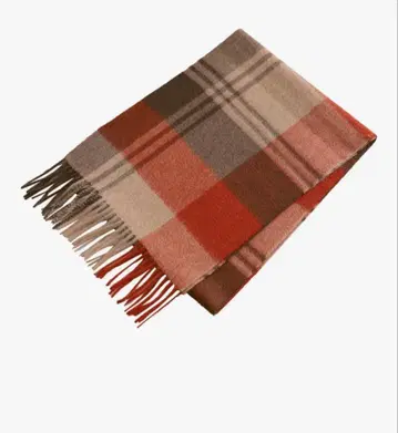 오렌지 체크 100% 캐시미어 머플러