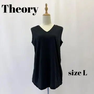 Theory 띠어리 슬리브리스 V넥 상의 블랙 L 사이즈