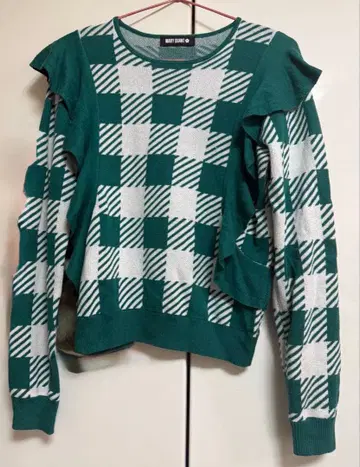깅엄 체크 프릴 풀오버