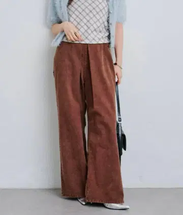 [ Kastane ] 데님 턱 와이드 팬츠 브라운 사이즈 0
