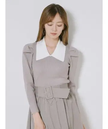 SNIDEL Sustainable 컬러 디자인 니트 풀오버 모카