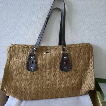 뜨개질 디자인 토트백 베이지