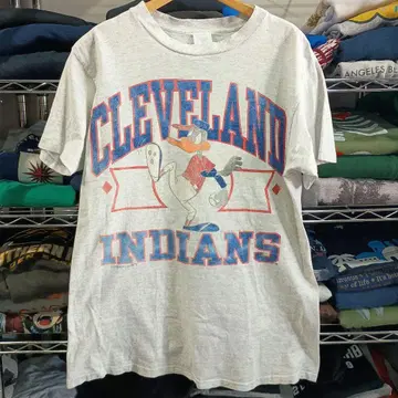 90s 빈티지 USA 구제 의류 MLB 인디언스 워너 콜라보 T셔츠