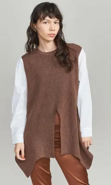 [ 새상품 ] <RIM ARK> 도킹 셔츠 니트탑 브라운 프리 사이즈