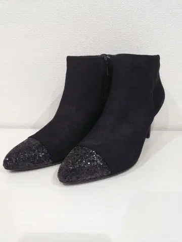 unity 스웨이드 숏부츠 라메 글리터 토 사이드 지퍼 23cm