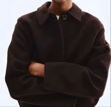 H&M 숏코트 자켓 브라운 XXS 아우터 코트 카라 부착