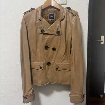 Gap 베이지 더블 브레스트 가죽 자켓 XS