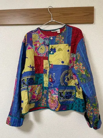 구제 의류 패치워크 실크 셔츠