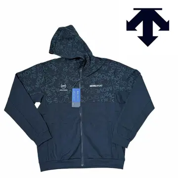 [ 새상품 택 포함 ] DESCENTE 백 로고 풀 지퍼 후디 블랙