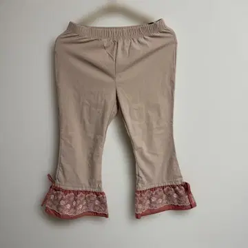 프릴 달린 베이지 캐주얼 팬츠 핑크하우스