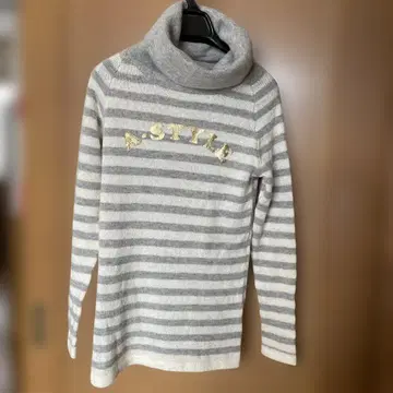 A-STYLE 터틀넥 스웨터 긴팔 그레이 모헤어 혼방